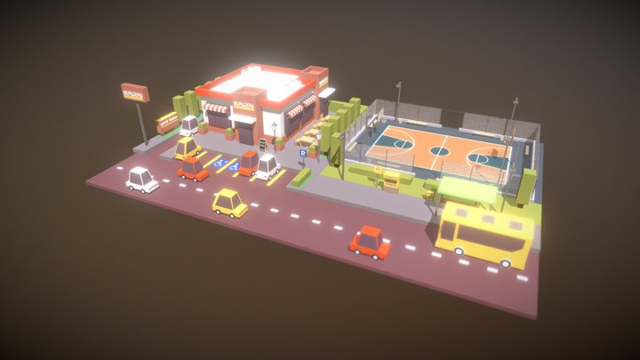 Low Poly Street 3D Model