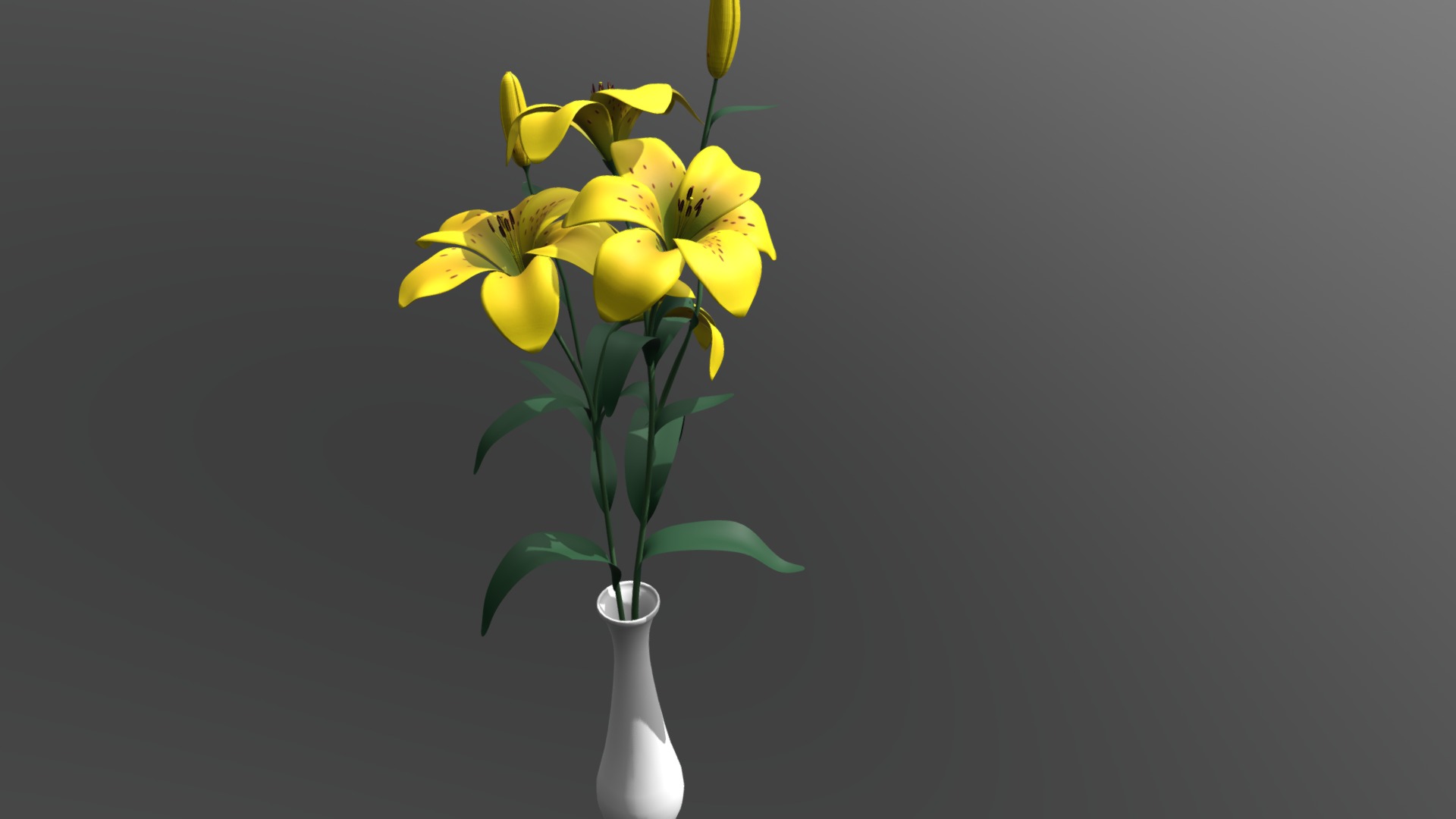 3D model LILY – Yellow - This is a 3D model of the LILY - Yellow. The 3D model is about a vase with yellow flowers.