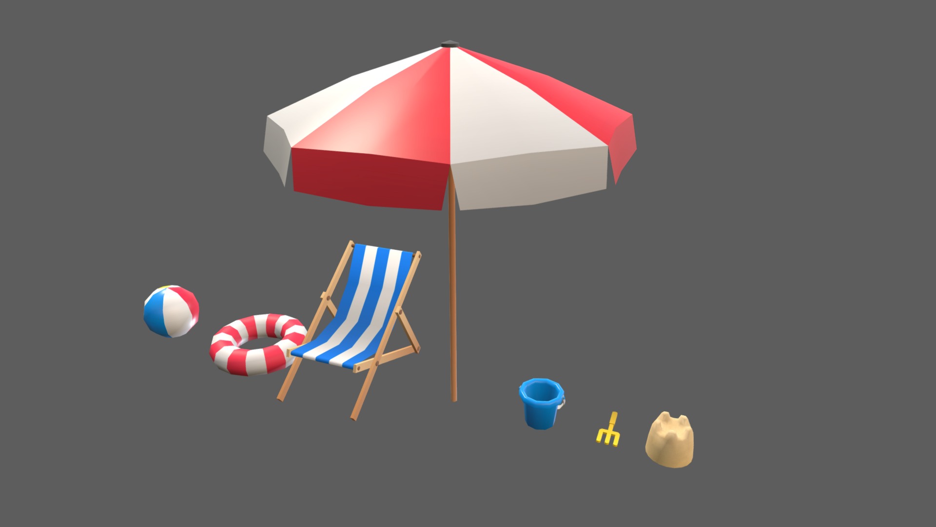 3D model Beach Prop - This is a 3D model of the Beach Prop. The 3D model is about a group of chairs and a table.