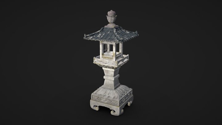 Old japanese lantern sakura 3D Model
