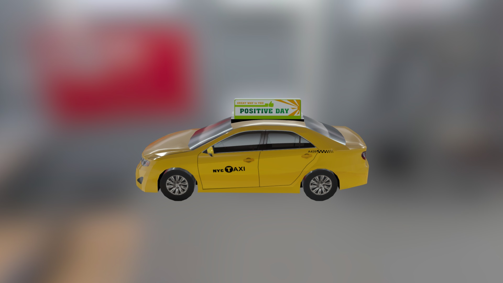 3D model New york taxi lo-poly - This is a 3D model of the New york taxi lo-poly. The 3D model is about a yellow car with a sign on it.
