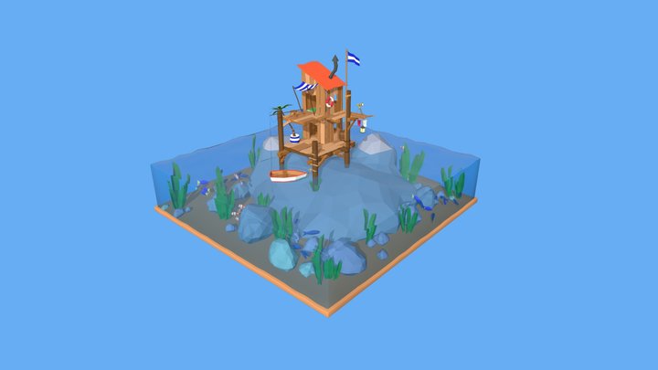 Sea Shack Diorama 3D Model