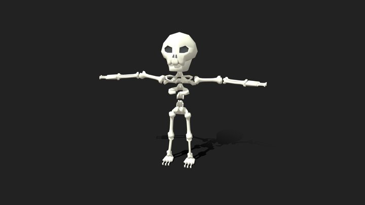 Free Animated Low Poly Cartoon Skeleton 3D Model