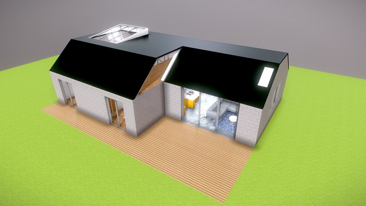 Maison moderne avec jardin 3D Model