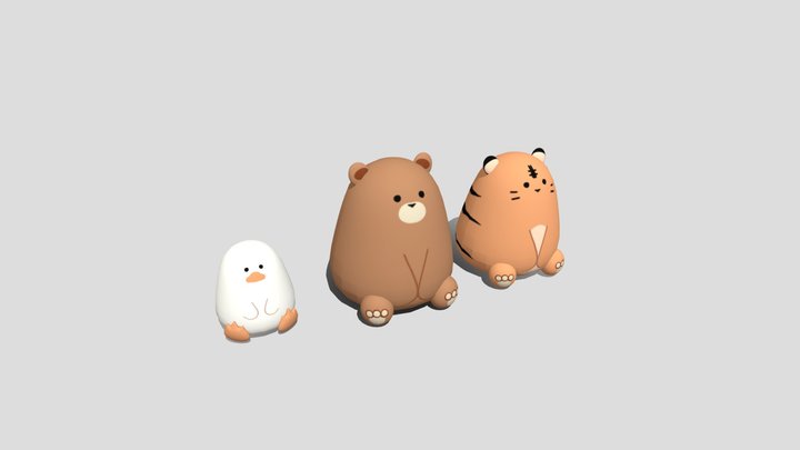 Bear, Duck and Tiger 3D Model