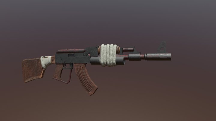 Post-Apocalyptic AK-47 3D Model