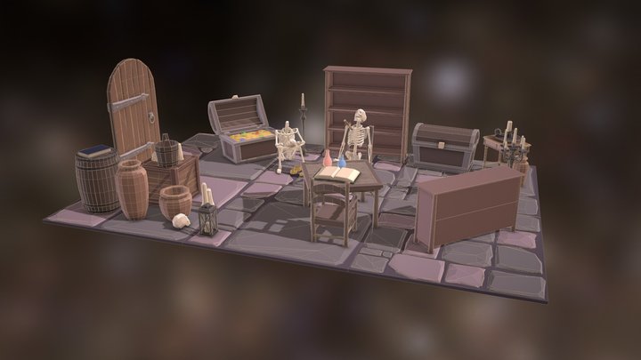 Low Poly Dungeon Clutter 3D Model
