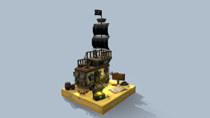Low Poly Van 3D Model