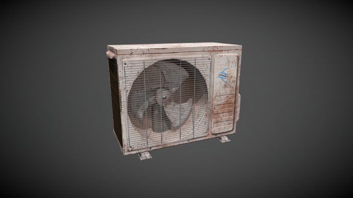 Grungy Low Poly Air-conditioning Unit 3D Model