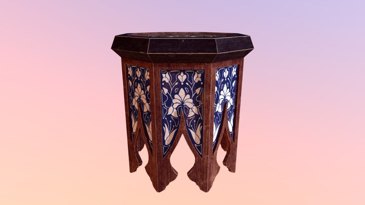 Ottoman Sidetable (new textures) 3D Model