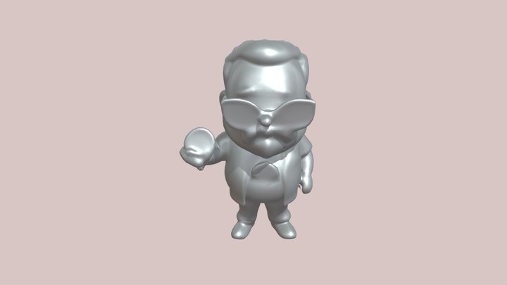 Toy-style figurine holding bitcoin symbols 3D Model