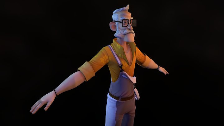 Retro Garage Owner 3D Model
