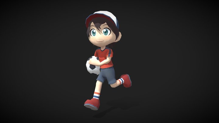 Boy with a Ball: Free Low-Poly Model 3D Model