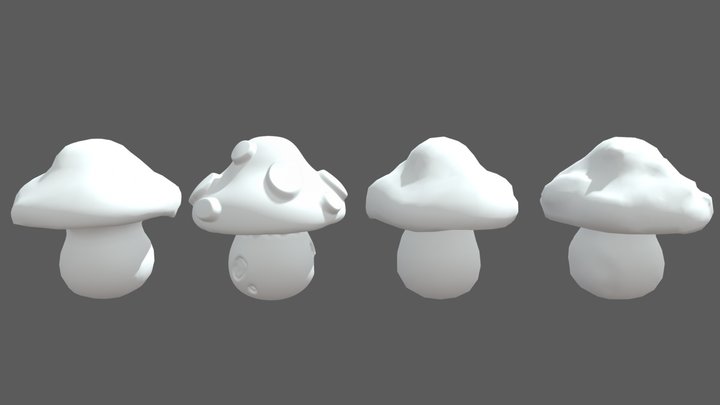 Gziby - porównanie autoretopologii. #Mashroom 3D Model