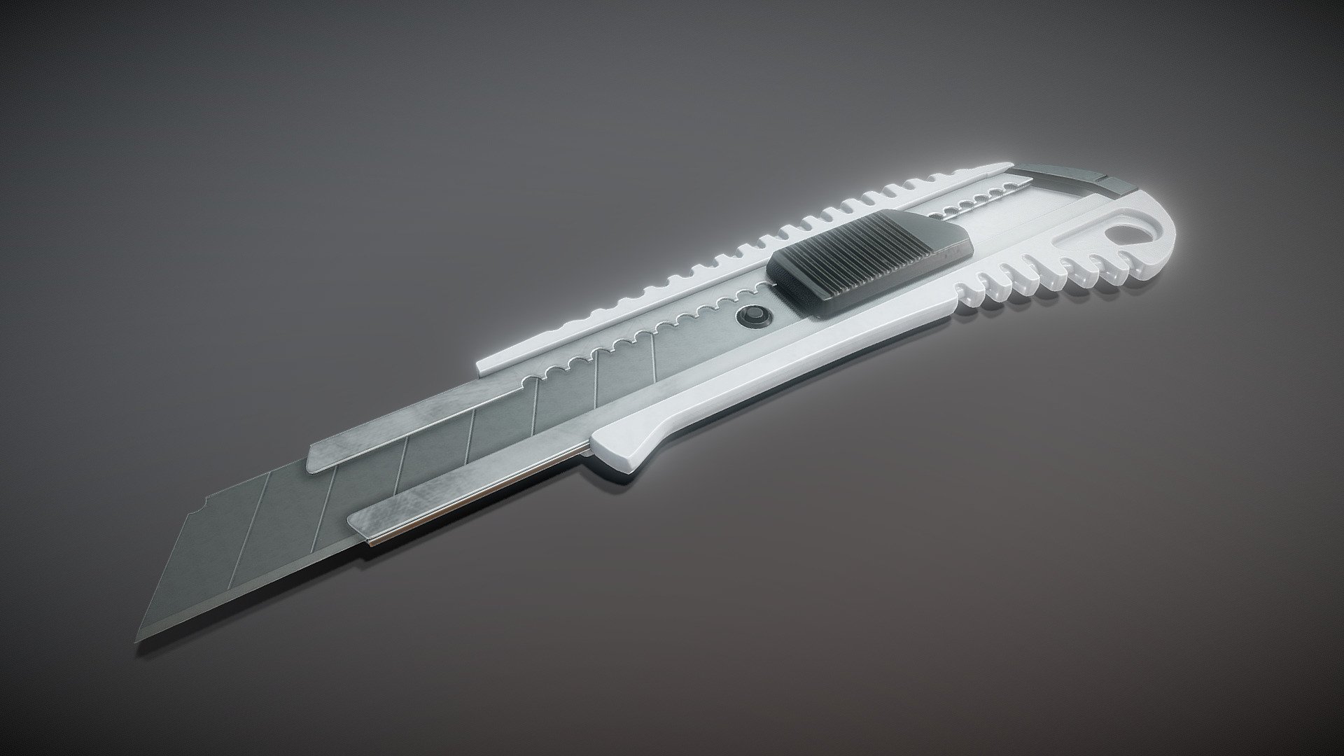 Box Cutter Low Poly White Plastic