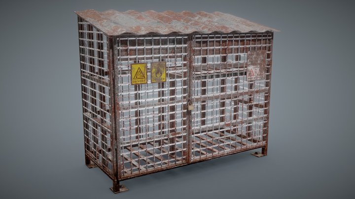 Gas Cylinder Cage Rusty 3D Model