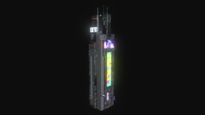 Cyberpunk Futuristic building Kitbash Bundle - A 3D model collection by ...