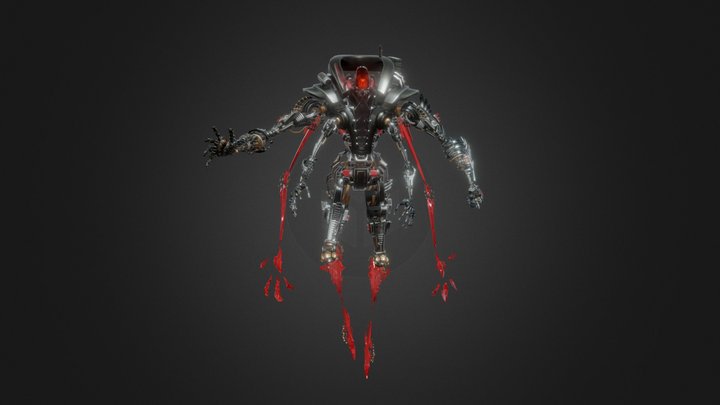 Neon Crystal Robot 3D Model