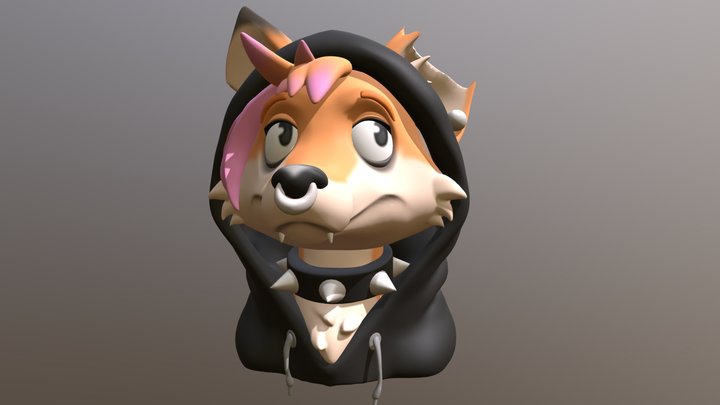 Hoodie fox bust 3D Model