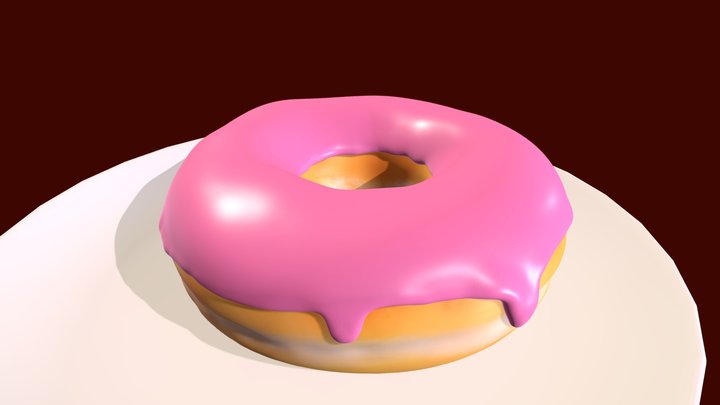 Donut with pink icing 3D Model