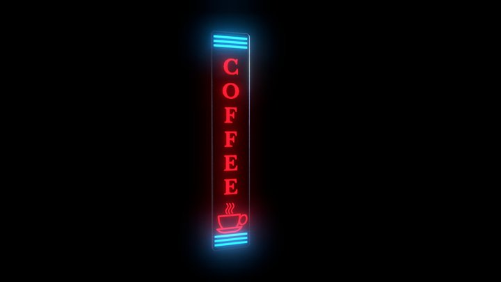 Free Low Poly Neon Coffee Sign 3D Model