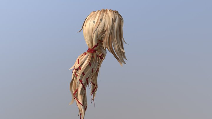 3d Two Pony Tail Hair 3D Model
