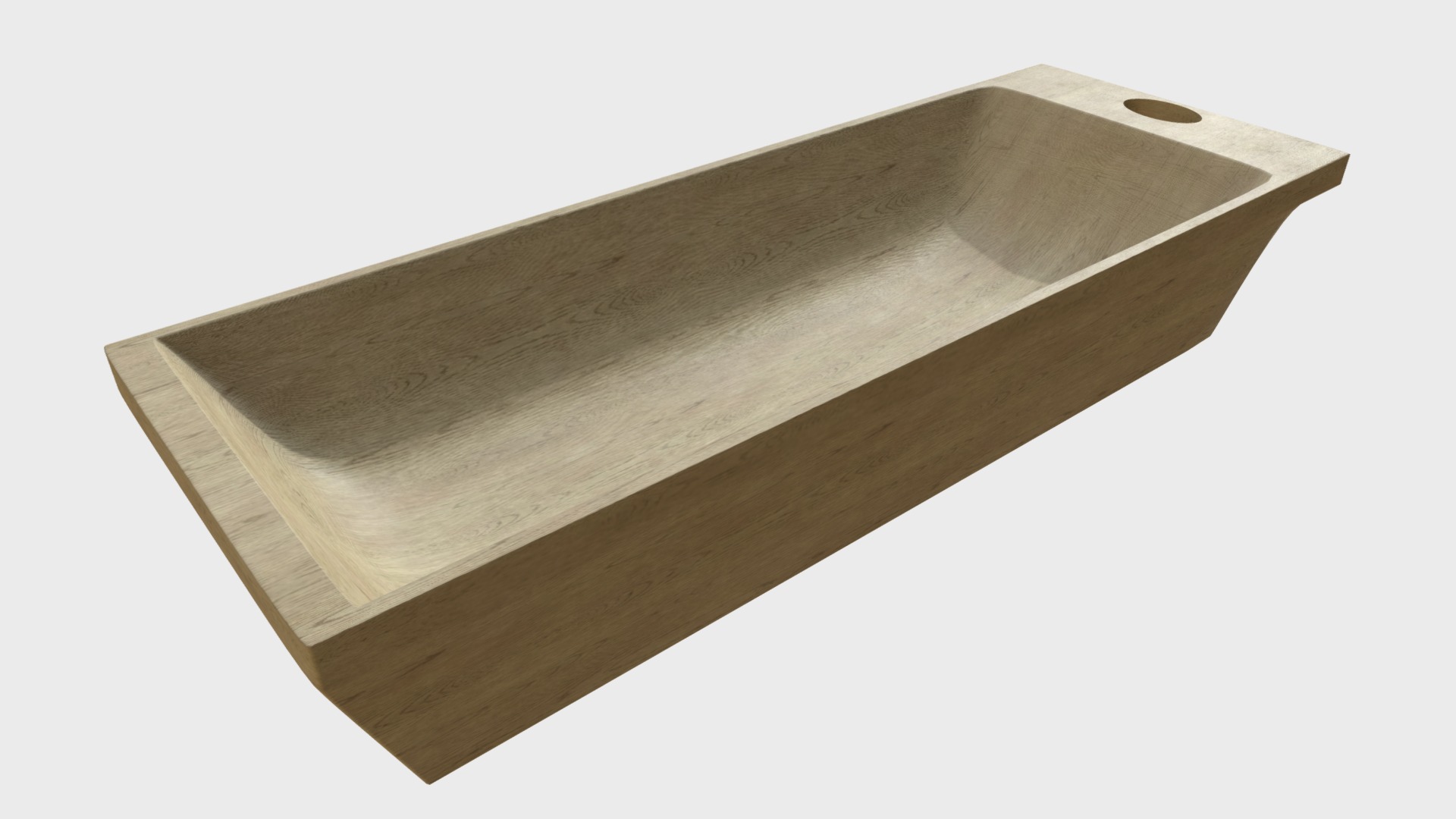 3D model Kneading trough - This is a 3D model of the Kneading trough. The 3D model is about a wooden block with a hole in it.