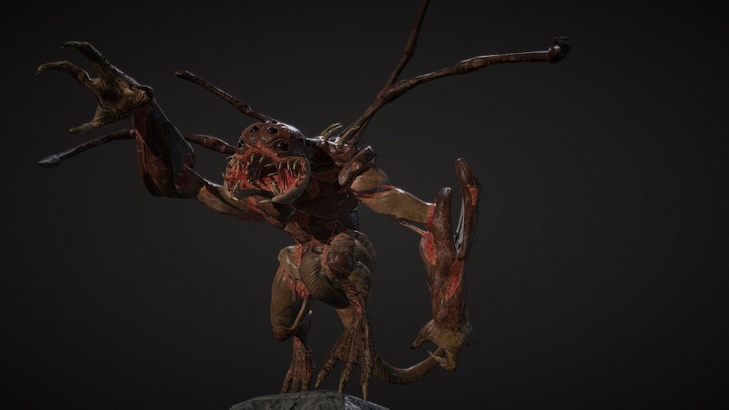 Sci-fi "Spider Lizard" creature - posed