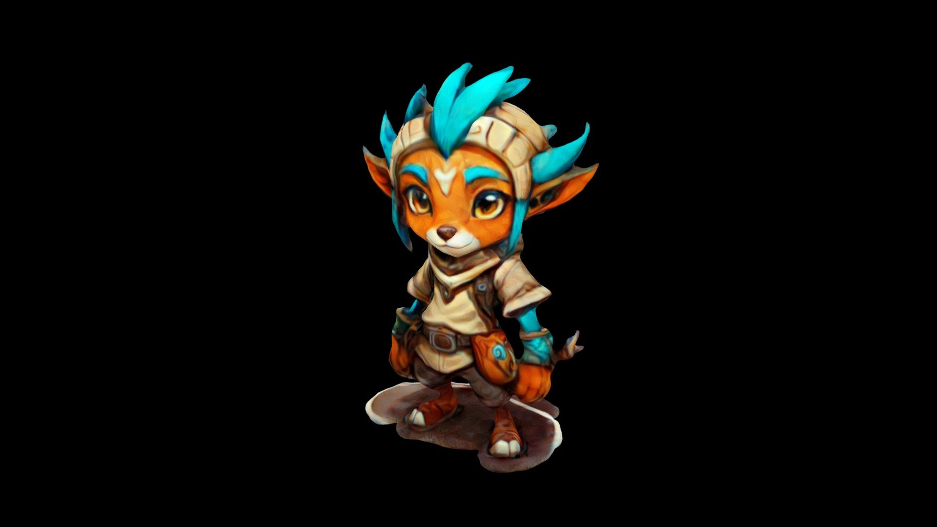 a cute cartoon fox dressed as a construction wor - Download Free 3D ...