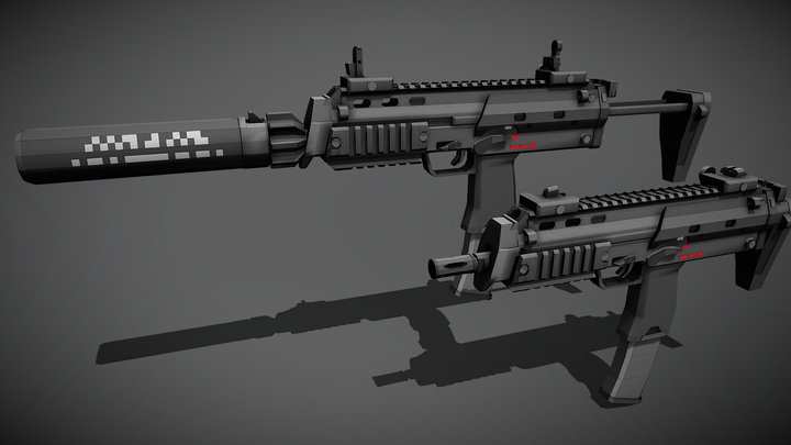 Low-poly HK MP7A2 3D Model