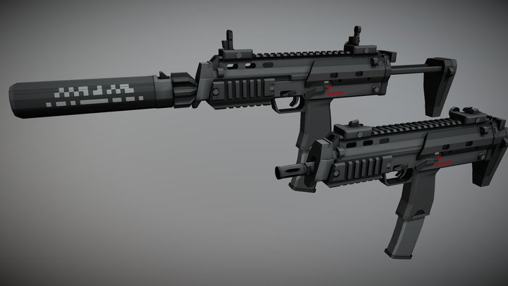 Low-poly HK MP7A2 3D Model
