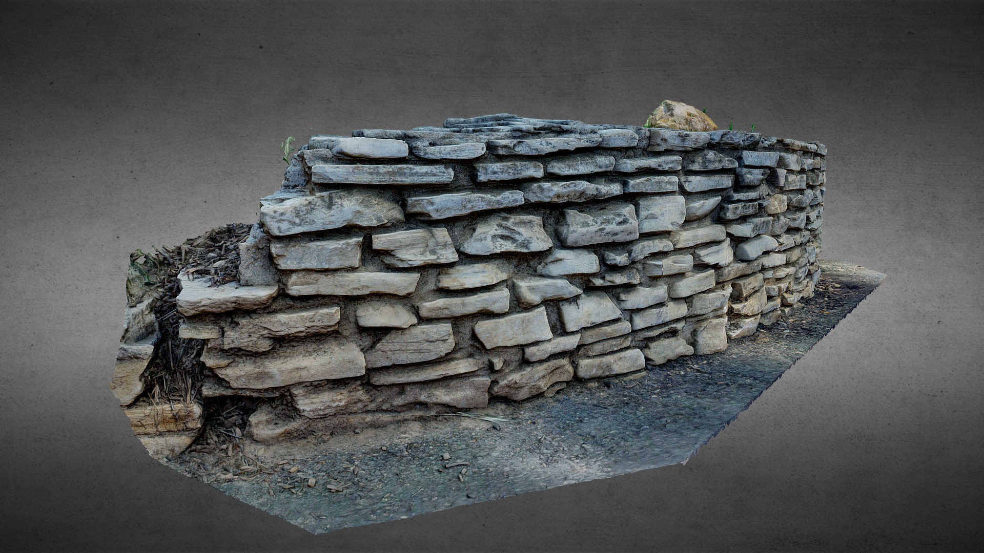 3D model 3D Scan – Rough Stone Wall - This is a 3D model of the 3D Scan - Rough Stone Wall. The 3D model is about a stone wall with a stone walkway.
