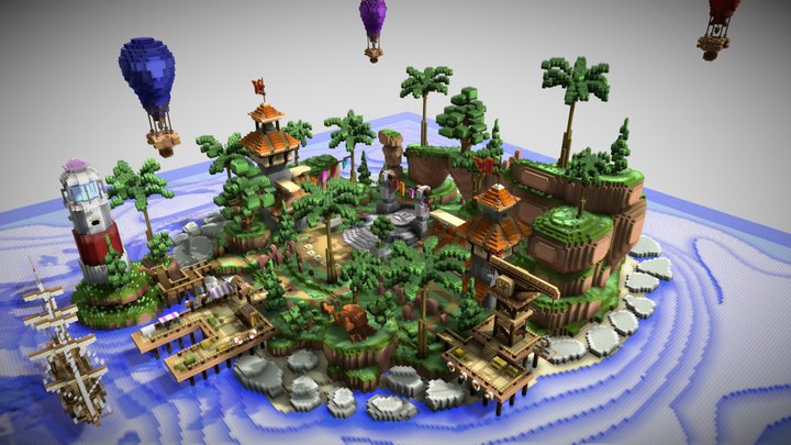 Palm Village - Minecraft Lobby 3D Model