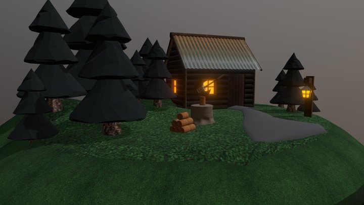 House in the woods Diorama 3D Model