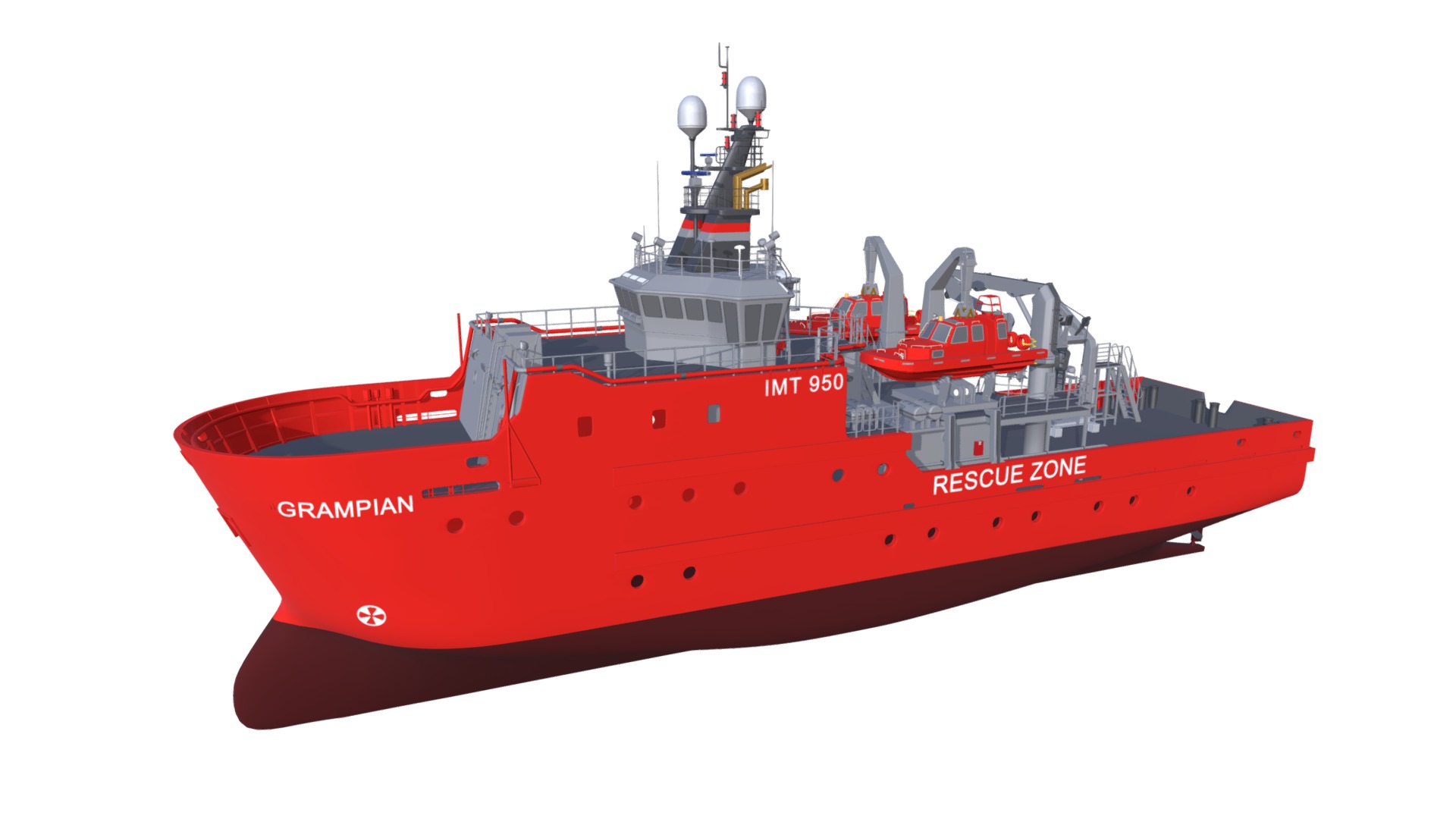 3D model Rescue Ship - This is a 3D model of the Rescue Ship. The 3D model is about a red and white boat.