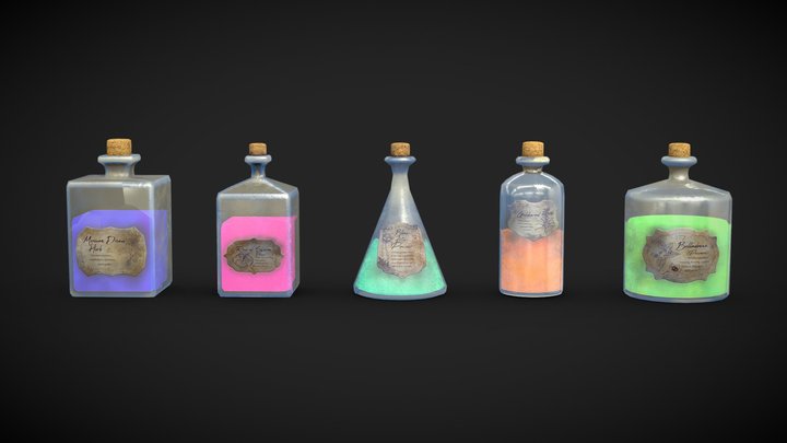 Magic Potions - low poly pack 3D Model