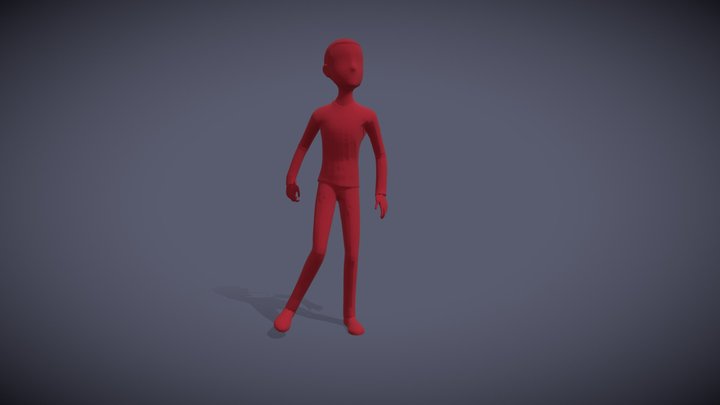 Red Paint 3D Man with Animation 3D Model
