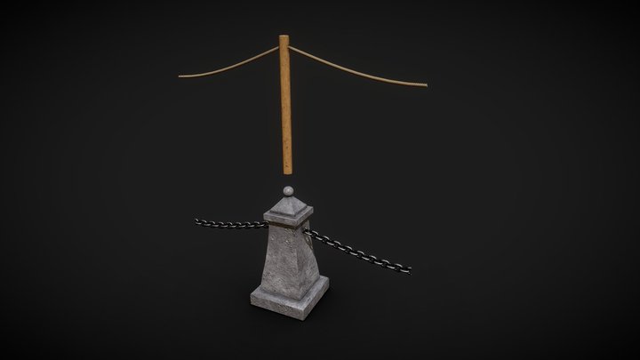 Rope & Chain Fence 3D Model