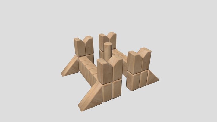 Wood Block Castle 3D Model