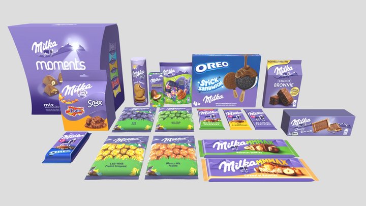 Chocolate_ Milka_ Assets_ Pack 3D Model