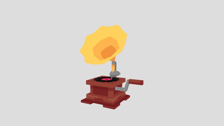 Low Poly Phonograph 3D Model