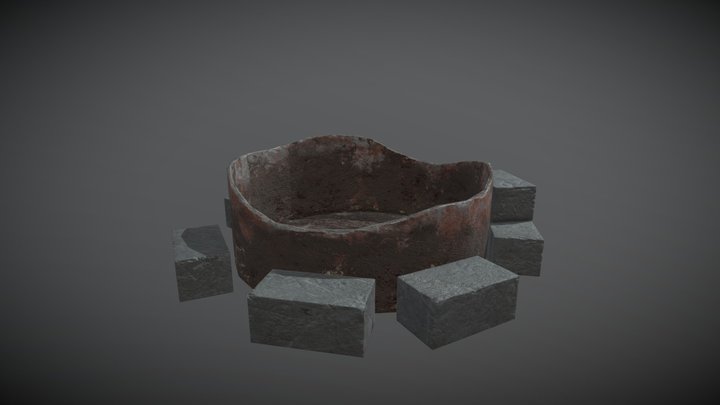 Low poly Fire barrel 3D Model