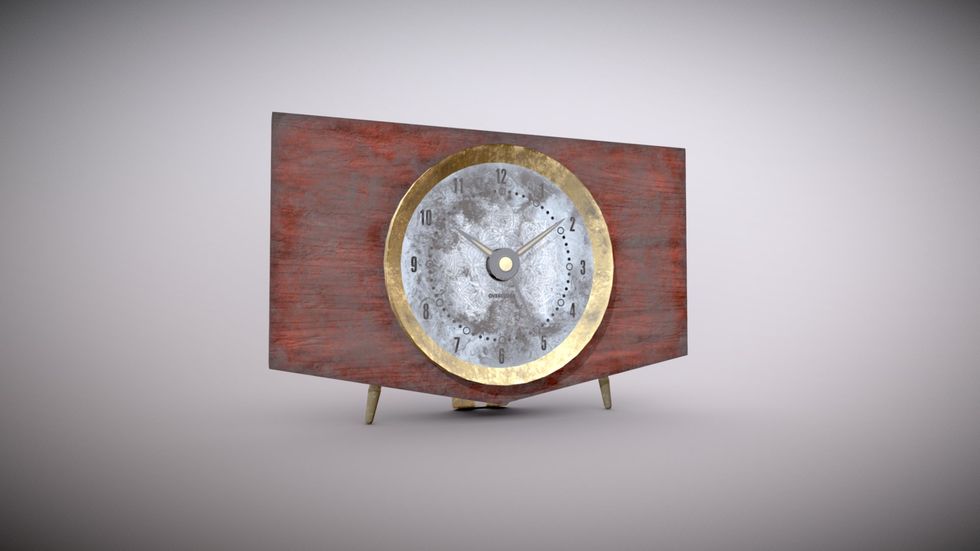 3D model Dirty desktop clock 15 of 20 - This is a 3D model of the Dirty desktop clock 15 of 20. The 3D model is about a wooden clock on a wall.