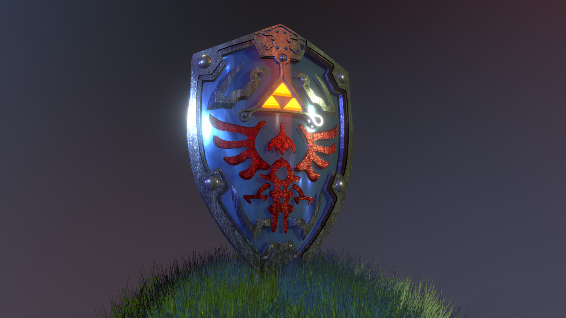 3D model Hylian Shield - This is a 3D model of the Hylian Shield. The 3D model is about a glass with a logo on it.