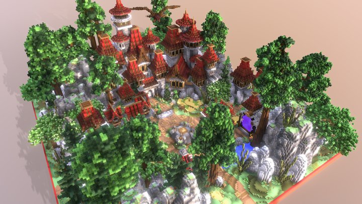 Factions/Survival Spawn - Red Medieval | 200x200 3D Model