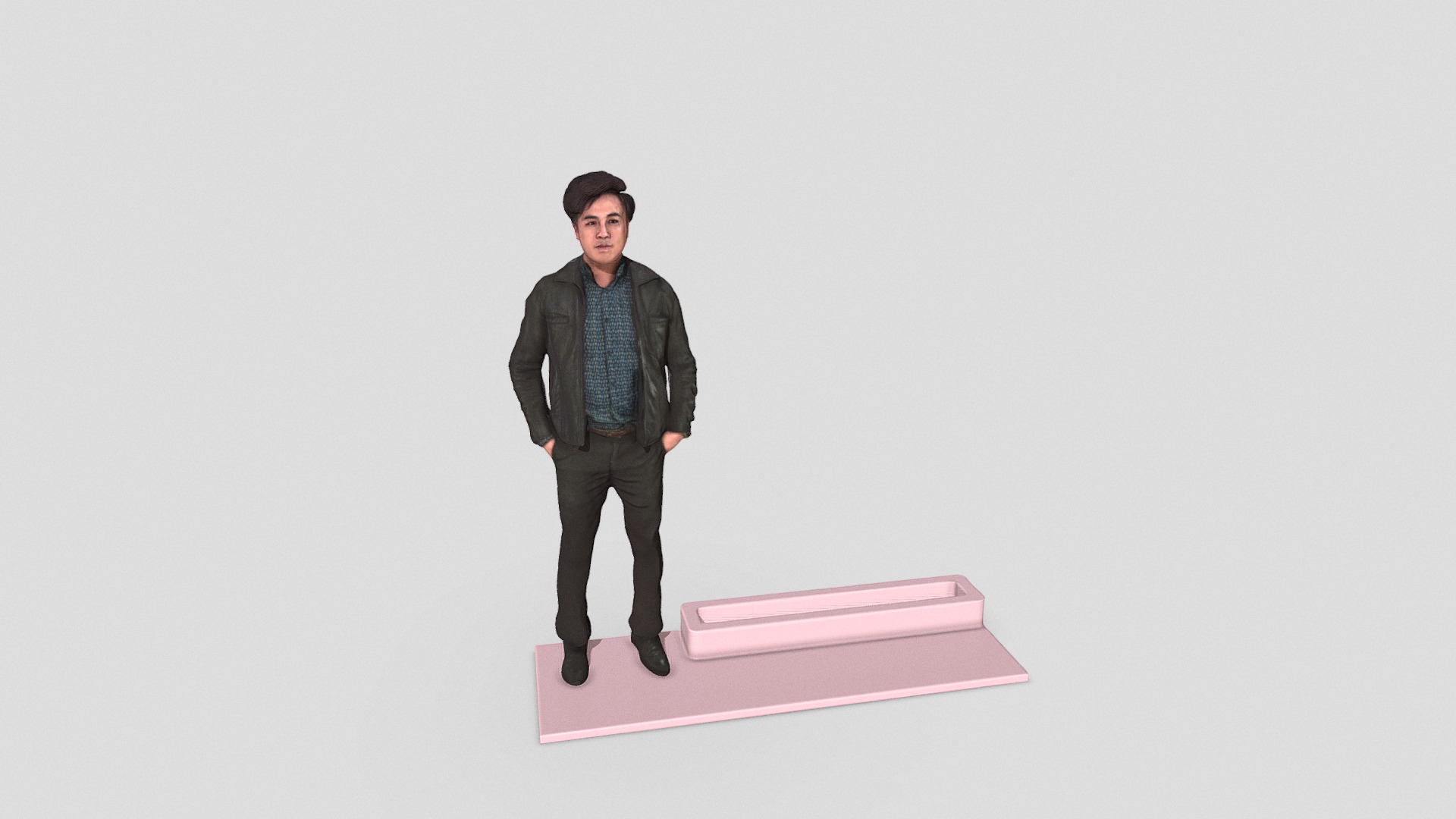 3D model 20191111_191111-card - This is a 3D model of the 20191111_191111-card. The 3D model is about a man standing on a pink object.