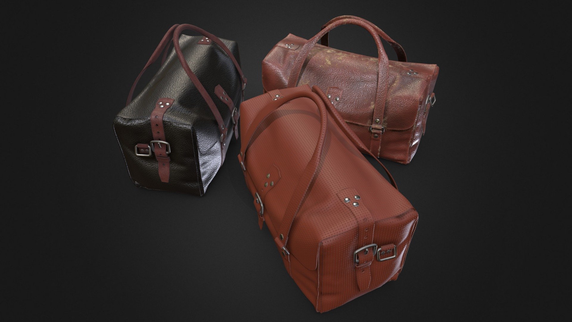 Leather Bag (Retextured Versions) PBR Material - Download Free 3D model ...