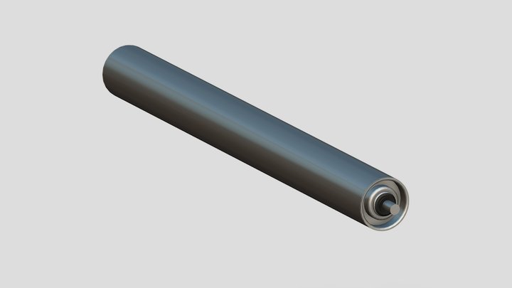60mm Spring Loaded Steel Conveyor Roller 3D Model