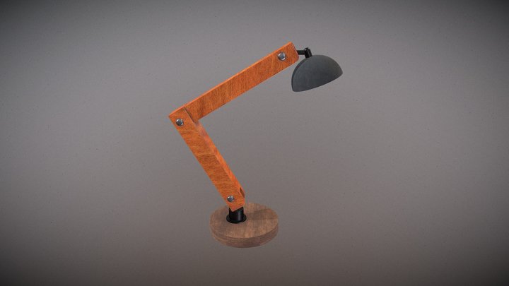 Wooden Desk Lamp 3D Model