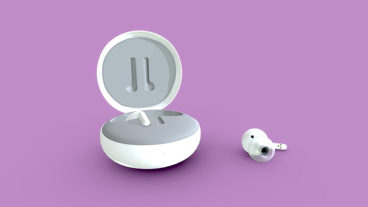 Realistic Bluetooth Earbuds LG TONE free 3D Model